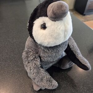F.A.O. Schwarz Penguin Plush Stuffed Animal Gray Black Soft Toy 17"